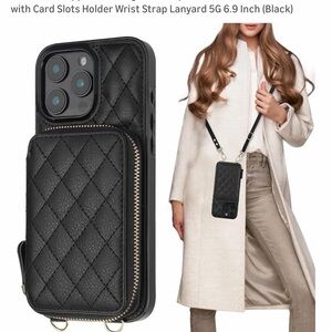 Black Quilted iPhone 16 max pro Case wallet case